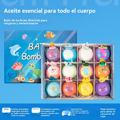 【12 kusů 40 eur】Sada 12 kuliček koupelové soli ve tvaru mořských živočichů (60 g každá) pro děti.