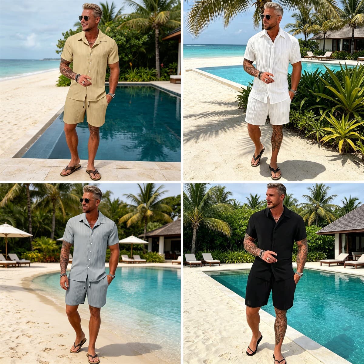 【S-5XL】Conjunto deportivo informal para hombre, tejido de secado rápido.
