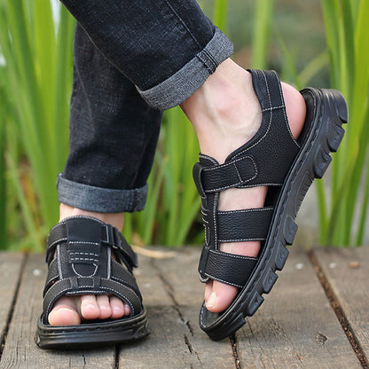 💥【38~44】Sandalias casuales de cuero genuino para hombre, liquidación, ¡excelentes precios!