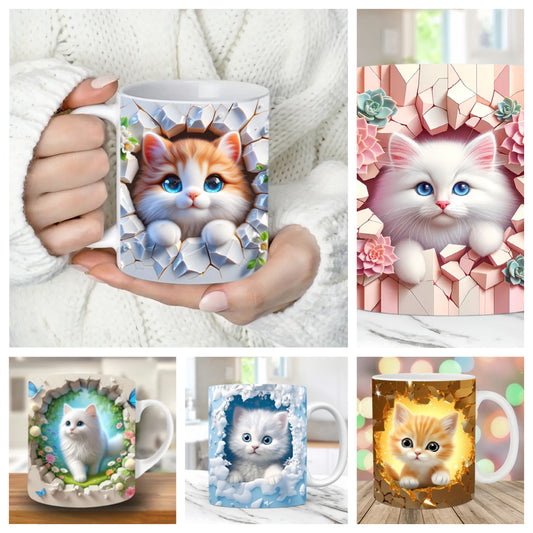 🎁 Kreativní hrnek na kávu s kočkou, vynikající dárek