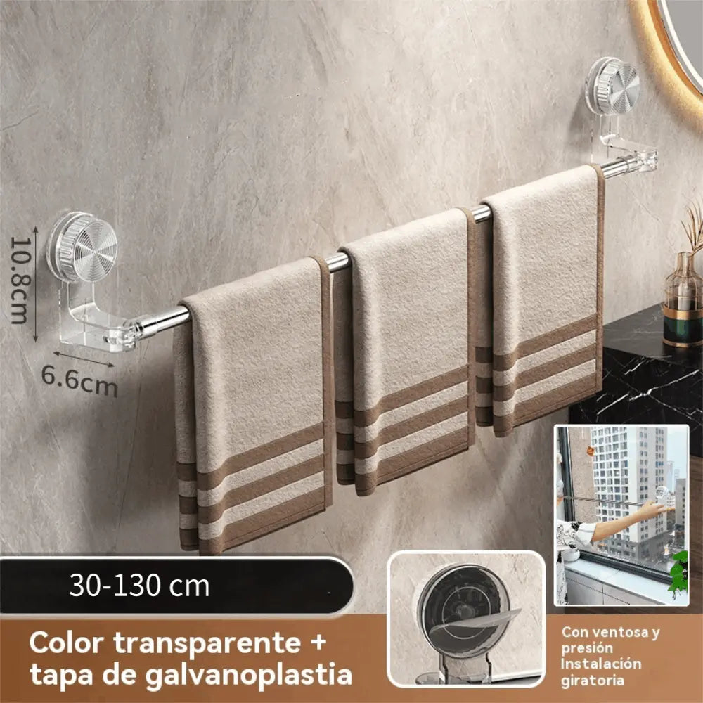 🎁【¡50% de descuento el último día!】✨🚿Diseño ligero y sin perforaciones —Toallero retráctil con ventosa