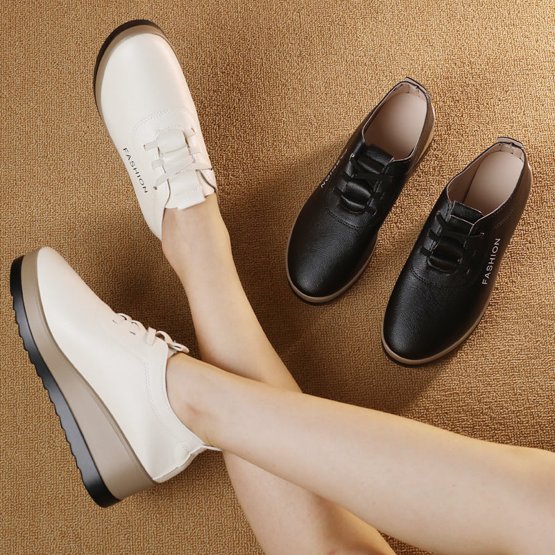 【35-42】Damskie skórzane buty z grubą podeszwą, nowy jesienny trend w modzie - 4210762