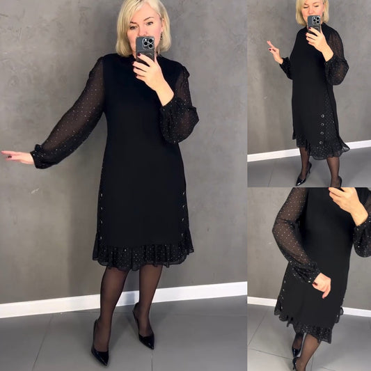 💖💖【S-5XL】🍁🍂Nový styl podzim a zima elegantní podzimní a zimní šaty-3834474