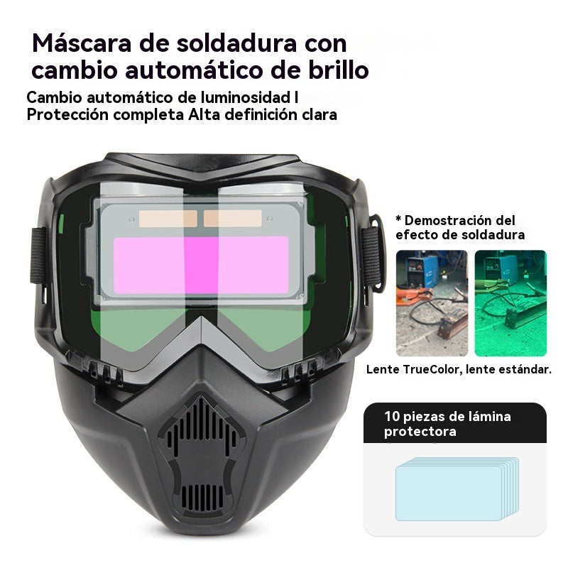Casco de soldadura totalmente automático con cambio de luz y máscara protectora montada en la cabeza para soldadores