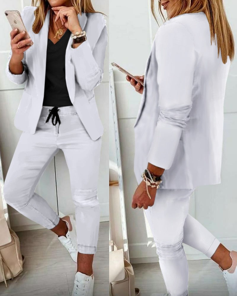 【S-3XL】Conjunto de traje casual y elegante para mujer