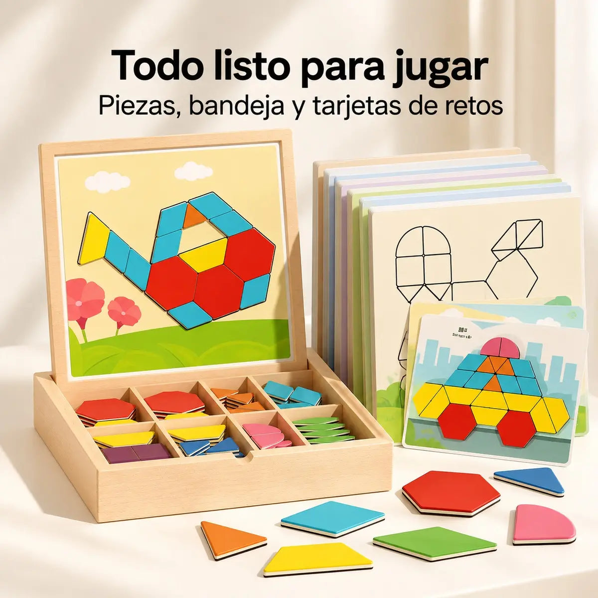 👶🌈🧩【128 piezas】🔥Juguete de rompecabezas tangram de madera magnético, entrenamiento cerebral y juguete educativo para niños, estimula el pensamiento