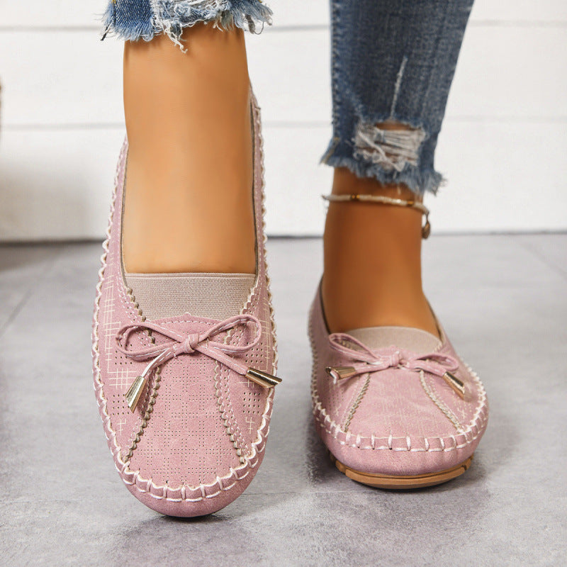 ✨50% de descuento✨【36-43】Zapatos ortopédicos de piel auténtica para mujer, zapatos planos retro sin cordones con estampado floral calado y suela suave para mujer