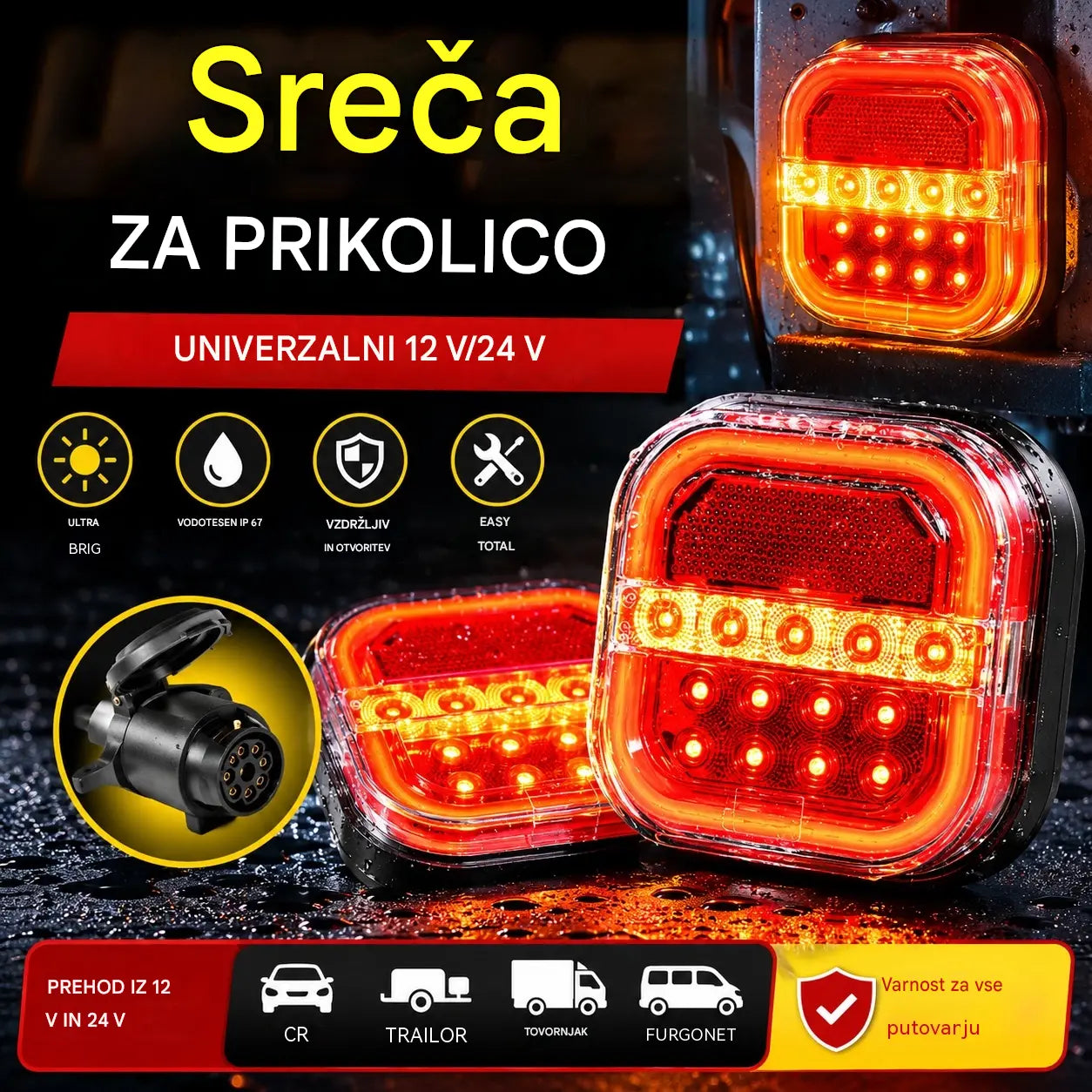 🚦【Univerzalne 12V/24V】🚦 LED luči za prikolico