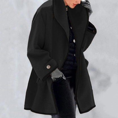 ❄️🥰[S-5XL] Nový podzimní a zimní vícebarevný volný vlněný kabát s kulatým výstřihem a kapucí