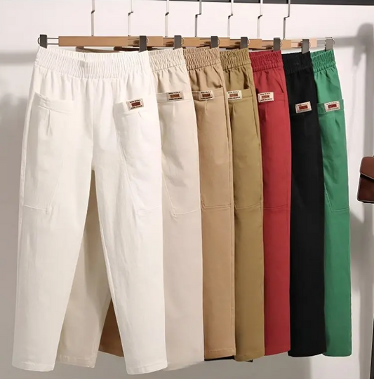 🔥【M-6XL】Pantalones casuales versátiles microelásticos de talla grande para mujer