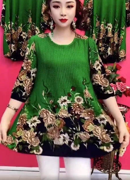 🌸Nowe modne, swobodne, drukowane, bawełniane, lniane bluzki 2025 - 4188232