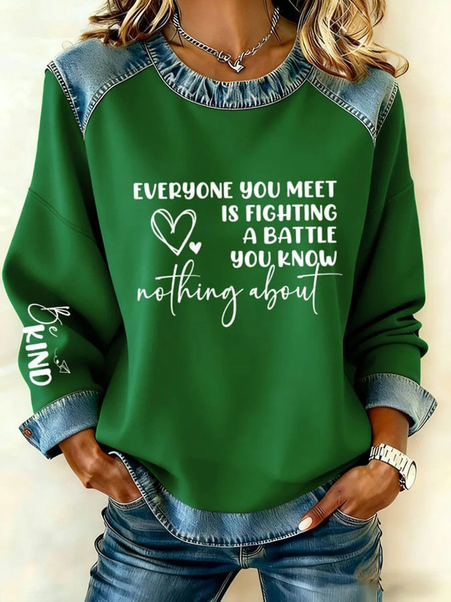 🎉Sudadera vaquera de mujer con cuello redondo