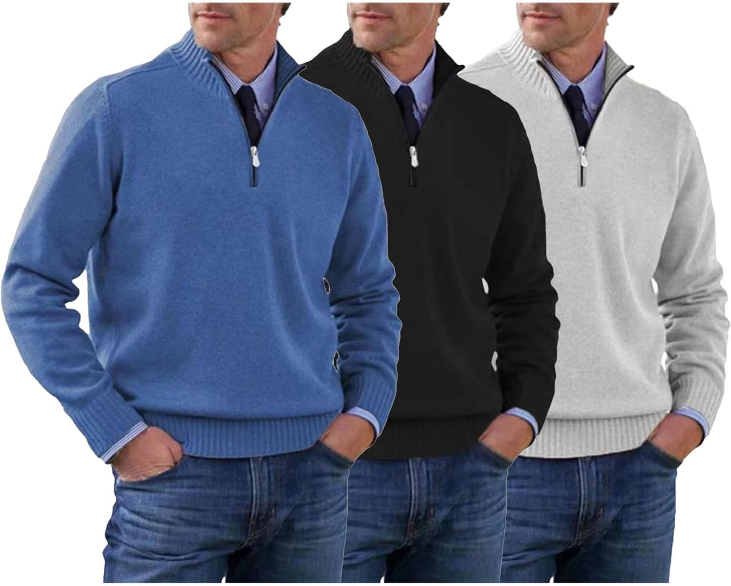 【L-5XL】Popularni topli puloveri s patentnim zatvaračem za jesen i zimu-4174905