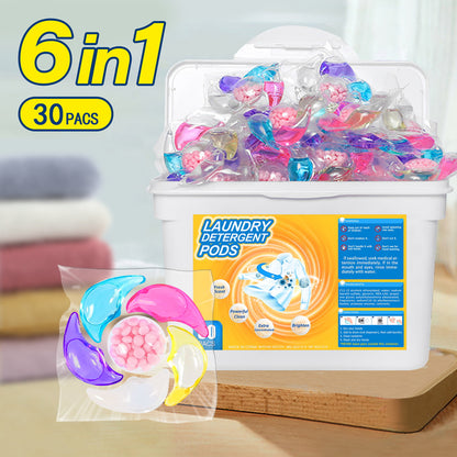 ✨👚【30 kusů】✨Extra velký kbelík 6v1 vonné perličky na prádlo odstraňují skvrny a zanechávají vůni, hladce likvidují roztoče a bakterie-4113250