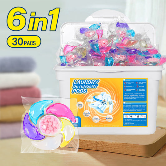 ✨👚【30 kusů】✨Extra velký kbelík 6v1 vonné perličky na prádlo odstraňují skvrny a zanechávají vůni, hladce likvidují roztoče a bakterie-4113250