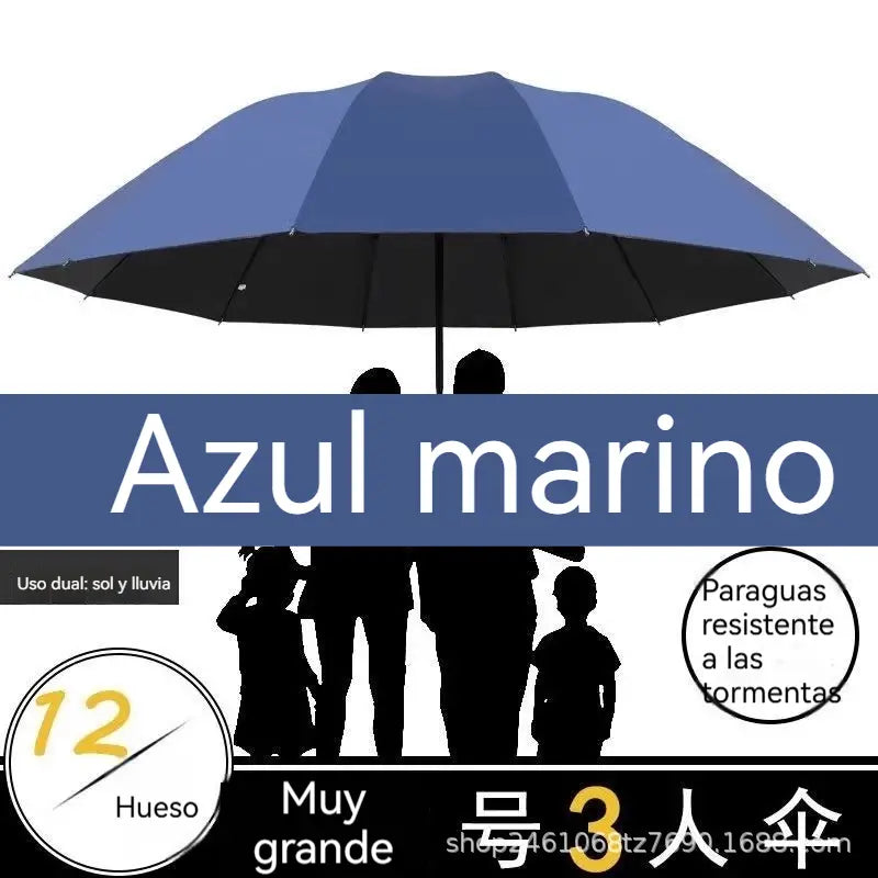 ☔ Paraguas Plegable de 12 Varillas – Resistente al Viento, Impermeable y Ligero para Lluvia y Sol 🌞