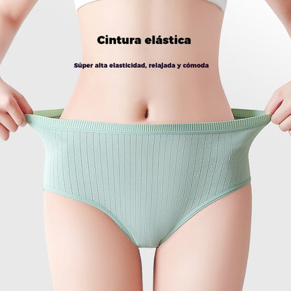 💓(7piezas) Ropa interior femenina antibacteriana sencilla y avanzada con cintura alta, para mujeres de 70 a 180 kg
