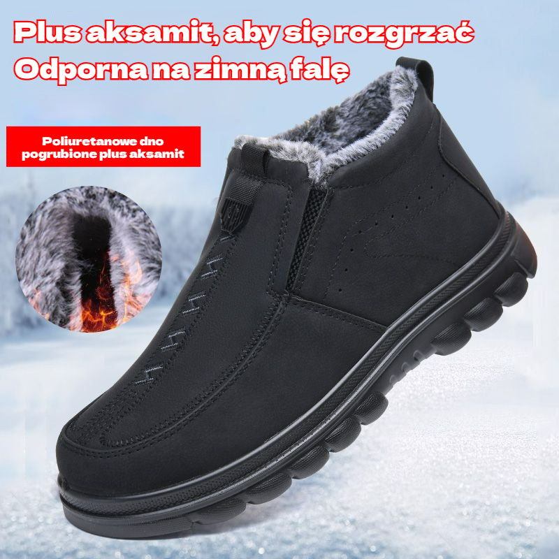 Férfi téli meleg cipő mindennapi használatra, kerek csúcsú, meleg és kényelmes - 4185813