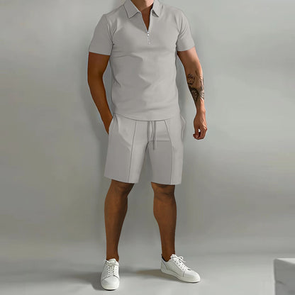 ✨【Pago contra entrega】Conjunto deportivo de verano de 2 piezas para hombre: cómoda camiseta de manga corta y pantalones cortos para el día a día y para estar en casa.