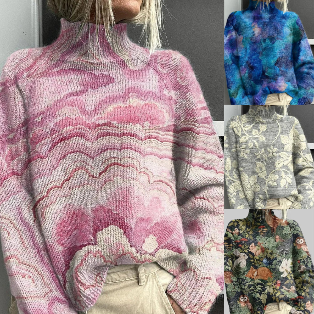 【M-5XL】👍🌺Nový silný potištěný ležérní svetr s kapucí