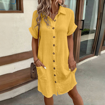 🎁 Šaty z bavlny a bavlny s krátkým rukávem, lehké a prodyšné