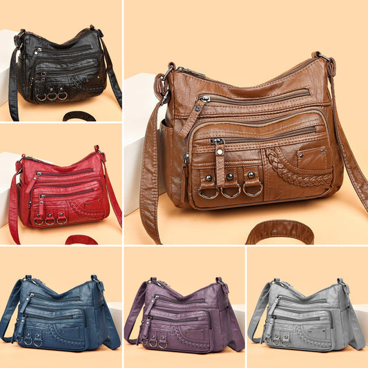 Velkoobjemová měkká kožená kabelka přes rameno/crossbody
