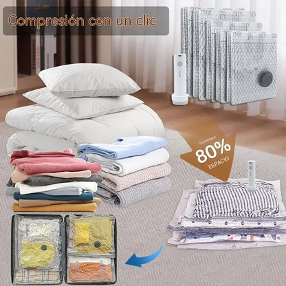 🎁 Juego de bolsas de compresión inalámbricas para almacenamiento al vacío