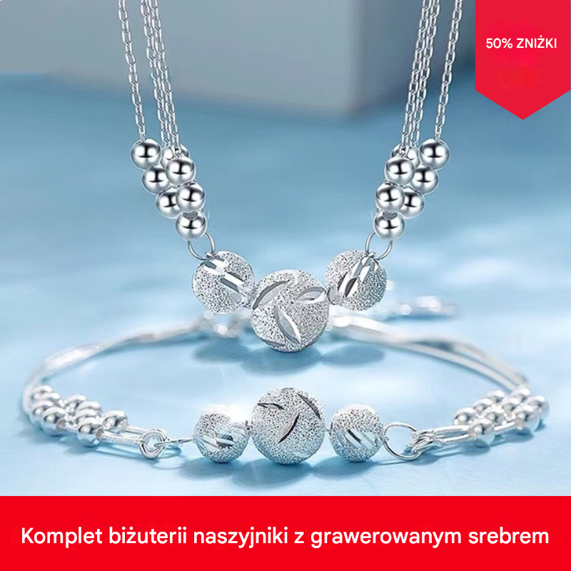【🎁 Kup 1, odbierz 1 za darmo】🔥【Bransoleta + Przypinka】✨ Komplet biżuterii z bransoletą z wygrawerowanym srebrem -4173571