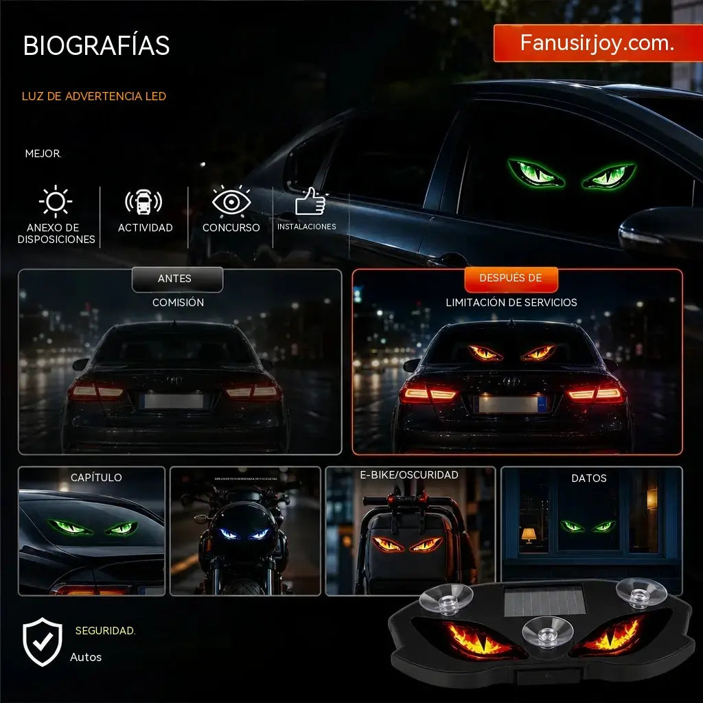 🚗👀 Luz de advertencia LED solar para coche | Capta toda la atención y mejora la seguridad al volante: inalámbrica, con detección automática y aplicación universal ✨