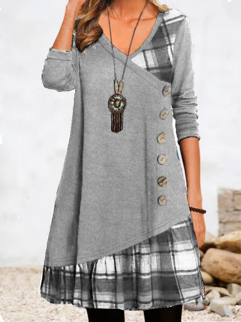 👗【S-3XL🔥】Dámské ležérní šaty s dlouhým rukávem a kontrastními detaily ✅️Dobírka