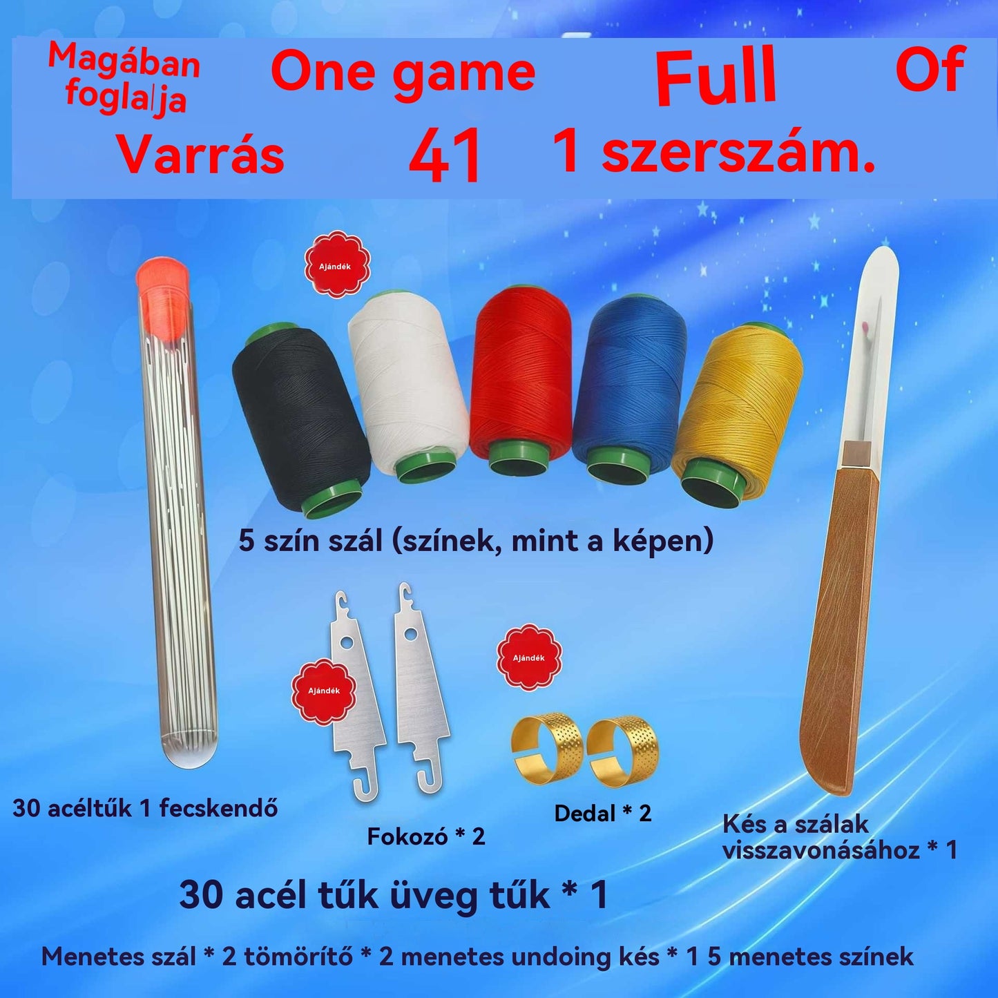 🧵🧰 41 az 1-ben teljes varrókészlet – praktikus, strapabíró és könnyen használható otthon ✂️ - 4198441