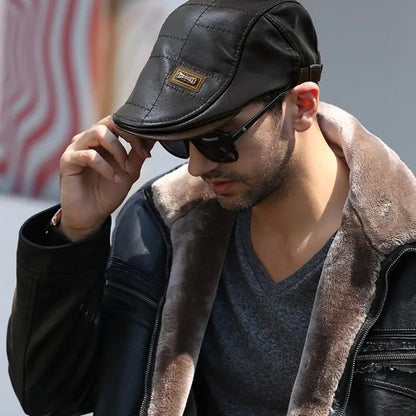 💥【Nuevo 2025】Boina de cuero para hombre – estilo retro, cómoda y de alta calidad