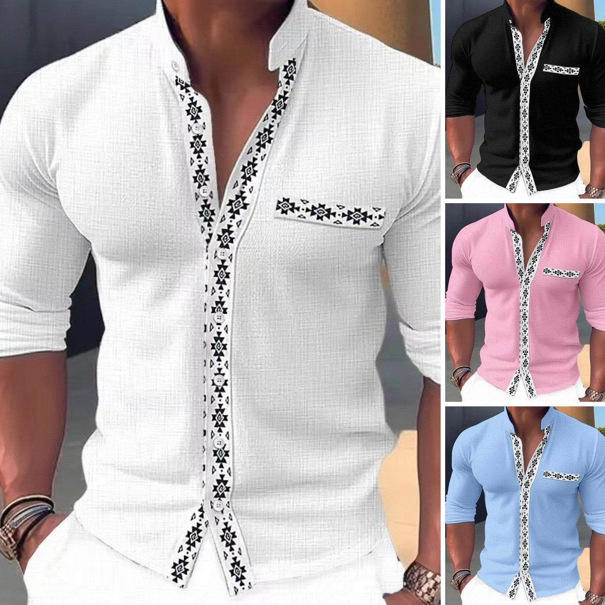 🔥👔【S-3XL】🔥2026 Nové pánské košile s límečkem na jaro a léto s potiskem