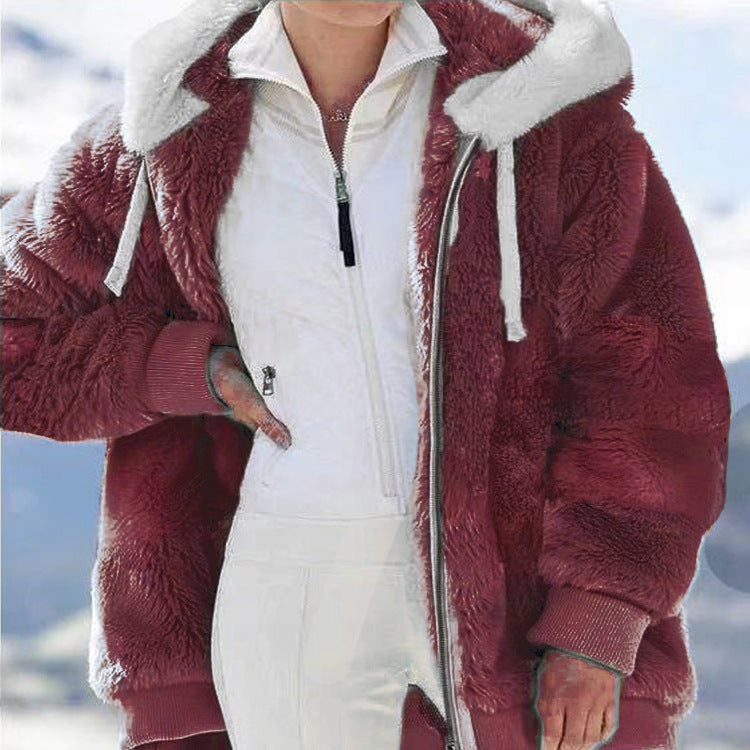 ☃️Descuento por tiempo limitado 39%❄️【S-5XL】Chaqueta de rayas contrastantes de felpa gruesa para mujer 2026