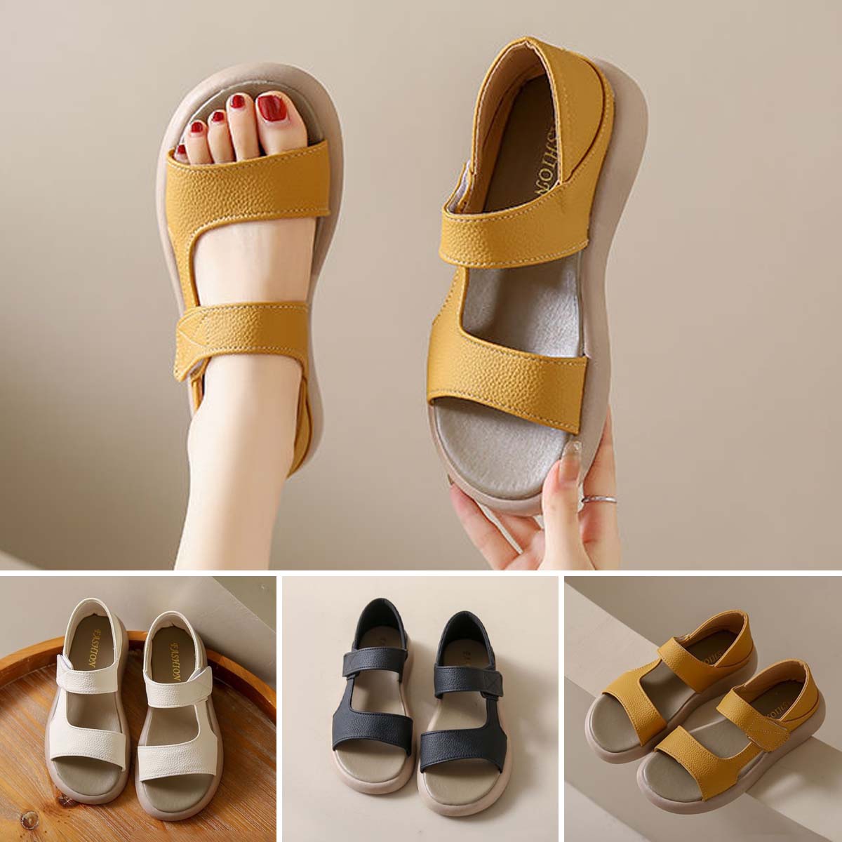 🔥【Супер ниска цена】🔥【Размери 35-43】👡2026 Ретро летни сандали с един крак, изработени от мека кожа и мека подметка