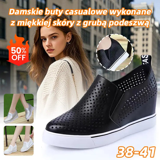 🔥【Liquidación de verano】【34-41】🔥Lato 2026 damskie buty na co dzień z miękkiej skóry z grubą podeszwą