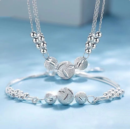 🔥Venta caliente🔥 ✨【Collar + Pulsera】Conjunto de Joyería de Plata 925 con Grabado Elegante 💎-4329713
