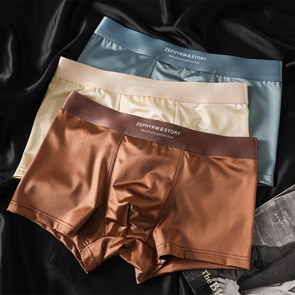🔥【3 piezas】Ropa interior masculina nueva, seda helada, verano, transpirable, bóxers, satén, ropa interior masculina