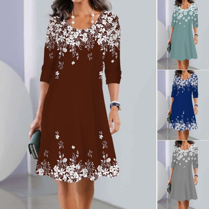 2026【XS-5XL】👗❤️‍🔥Nové letní midi šaty s dlouhým rukávem a kulatým výstřihem