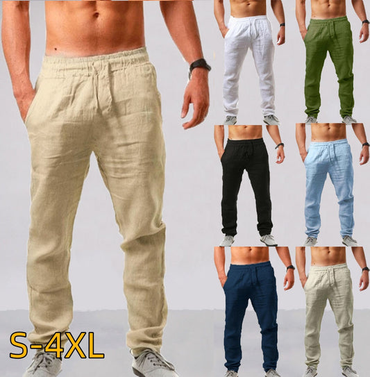 😍👖【S-4XL】💥Nuevos pantalones deportivos casuales de verano para hombre 2026, tallas grandes, versión ancha, material transpirable de algodón y lino.