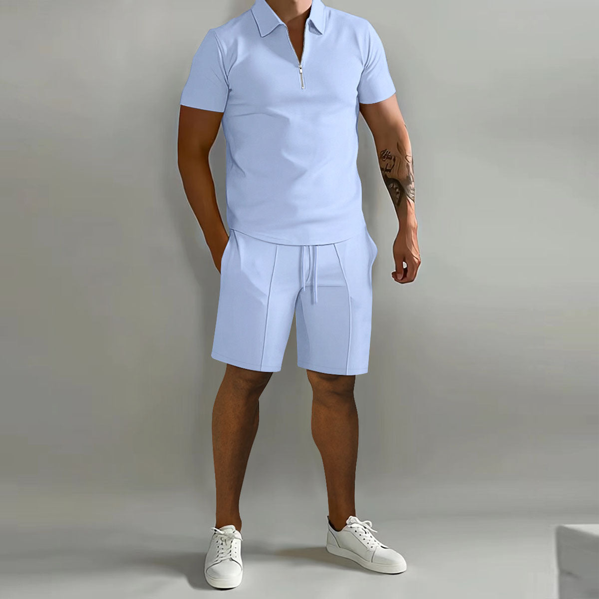 ✨【Pago contra entrega】Conjunto deportivo de verano de 2 piezas para hombre: cómoda camiseta de manga corta y pantalones cortos para el día a día y para estar en casa.
