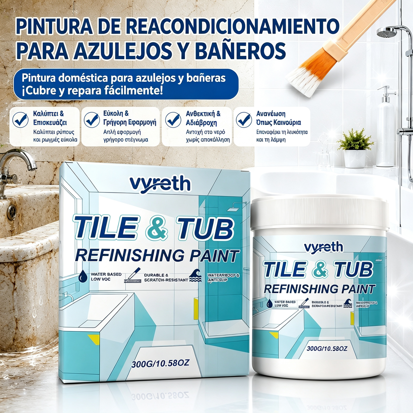 Kit de pintura al agua para acabado de azulejos y bañeras