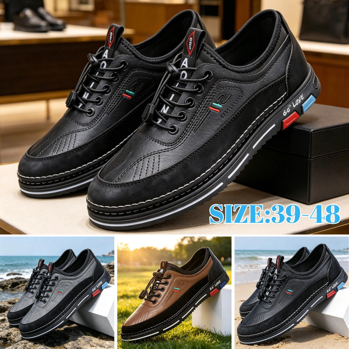💯🔥【39-48】Los zapatos de negocios casuales para hombre están hechos de cuero impermeable y resistente a las manchas con una suela suave para un uso cómodo.