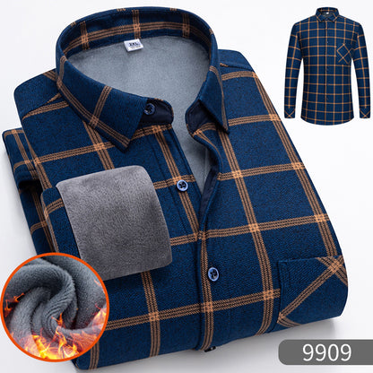 🔥✨👔【L-5XL】Teplá košile s dlouhým rukávem na podzim a zimu-4110021