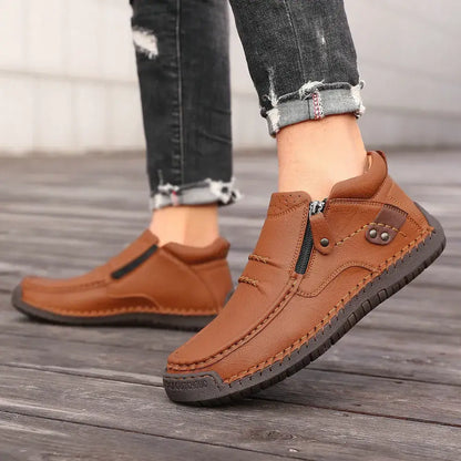 【38-48】Mocasines de conducción para hombre hechos a mano en piel – Puntera ancha, soporte para el arco