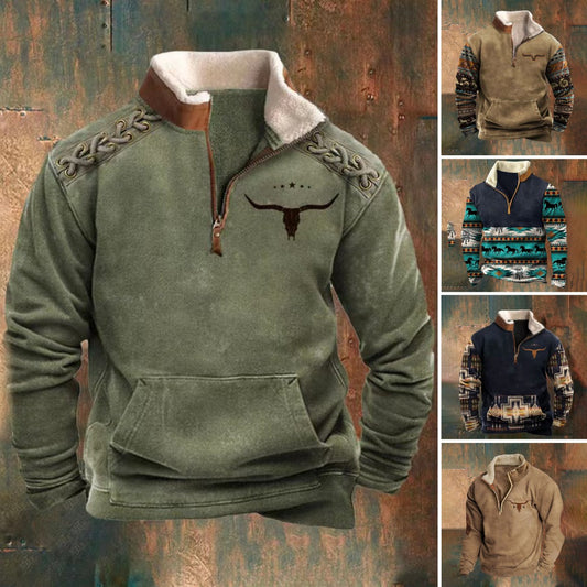 👕🔥【S-5XL】Męski sweter z długim rękawem, jesień i zima, ciepły, z nadrukiem 3D