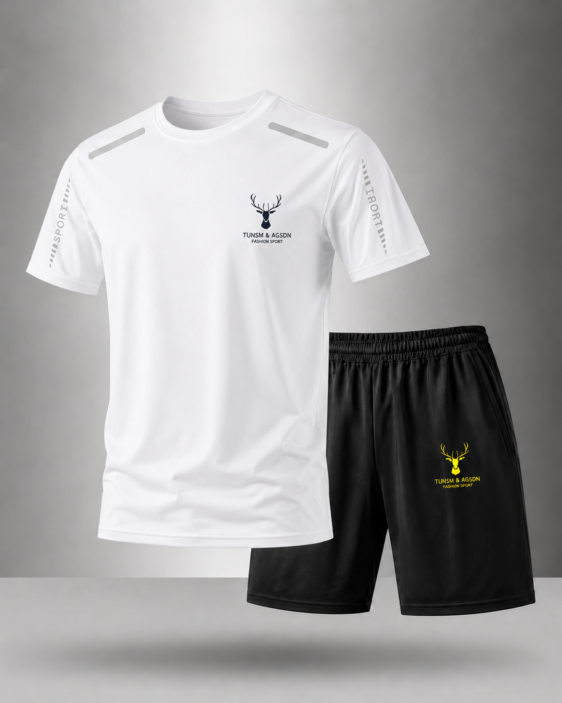【L-5XL】Pánská letní sportovní souprava z ice silk: rychleschnoucí tričko s krátkým rukávem a šortky.