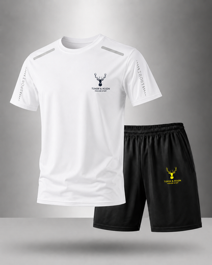 【L-5XL】Pánská letní sportovní souprava z ice silk: rychleschnoucí tričko s krátkým rukávem a šortky.
