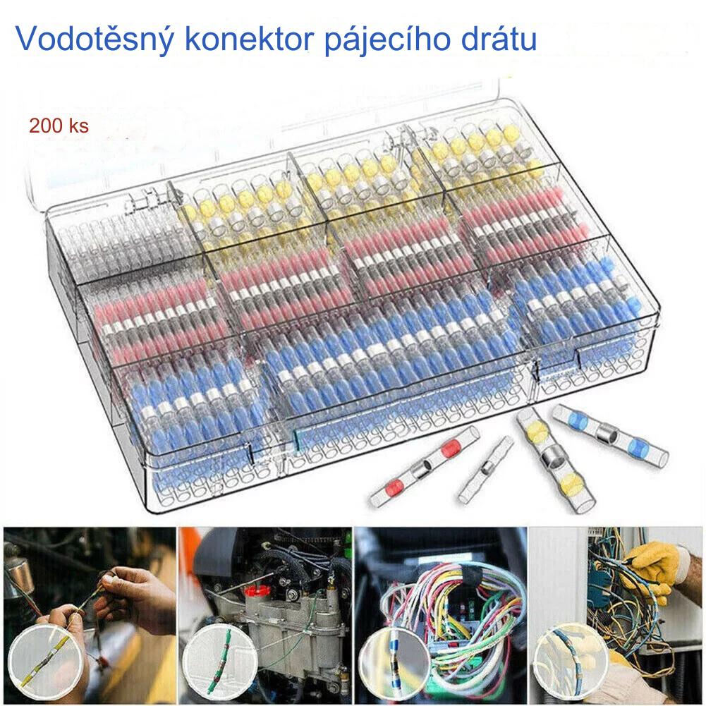 【 200 kusů】 Multifunkční těsnicí manžeta na opravu přetržení drátu, kabelový konektor sady konektorů pro tepelně smrštitelné pájení