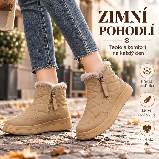 👢【35–41】Novinka na podzim a zimu – voděodolné, protiskluzové, teplé a stylové, měkké krátké kotníkové boty.